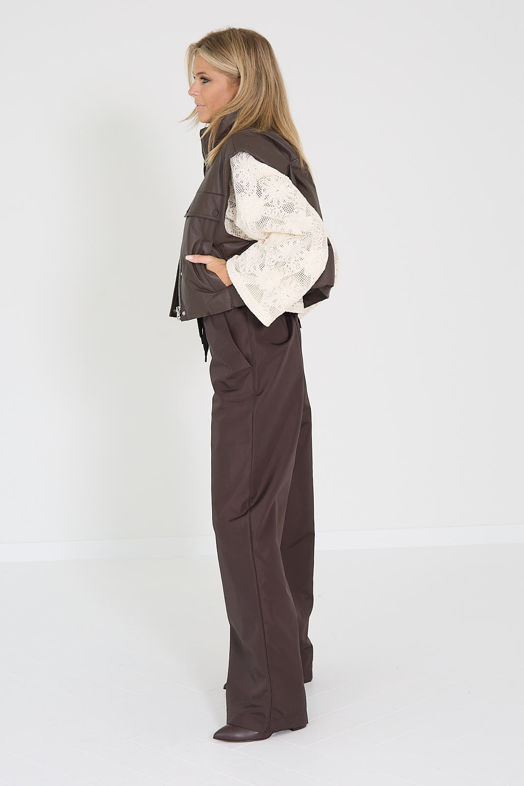 Interdee mantel donkerbruin