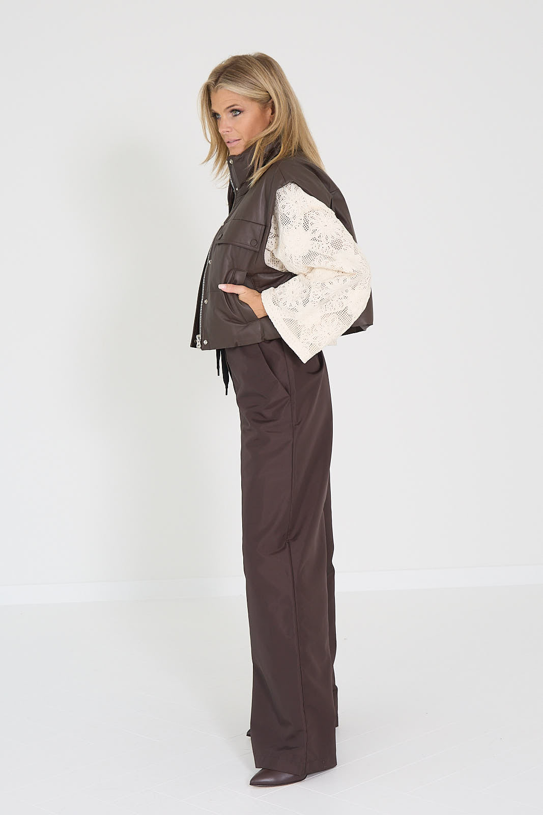 Interdee mantel donkerbruin