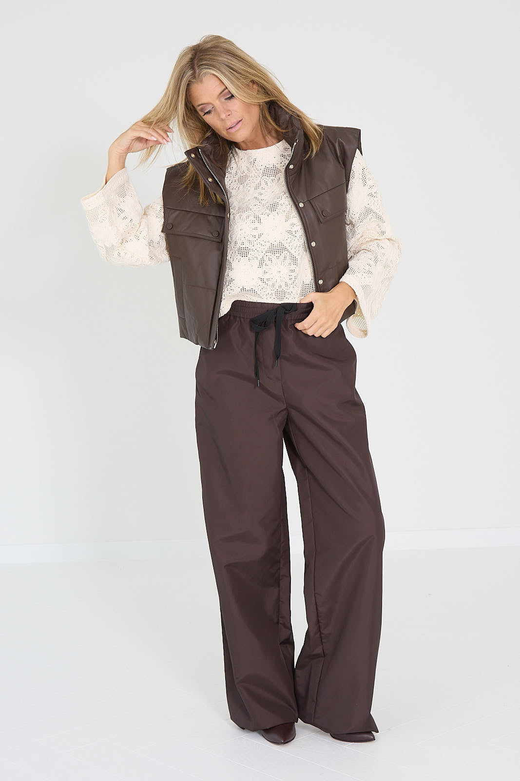 Interdee mantel donkerbruin