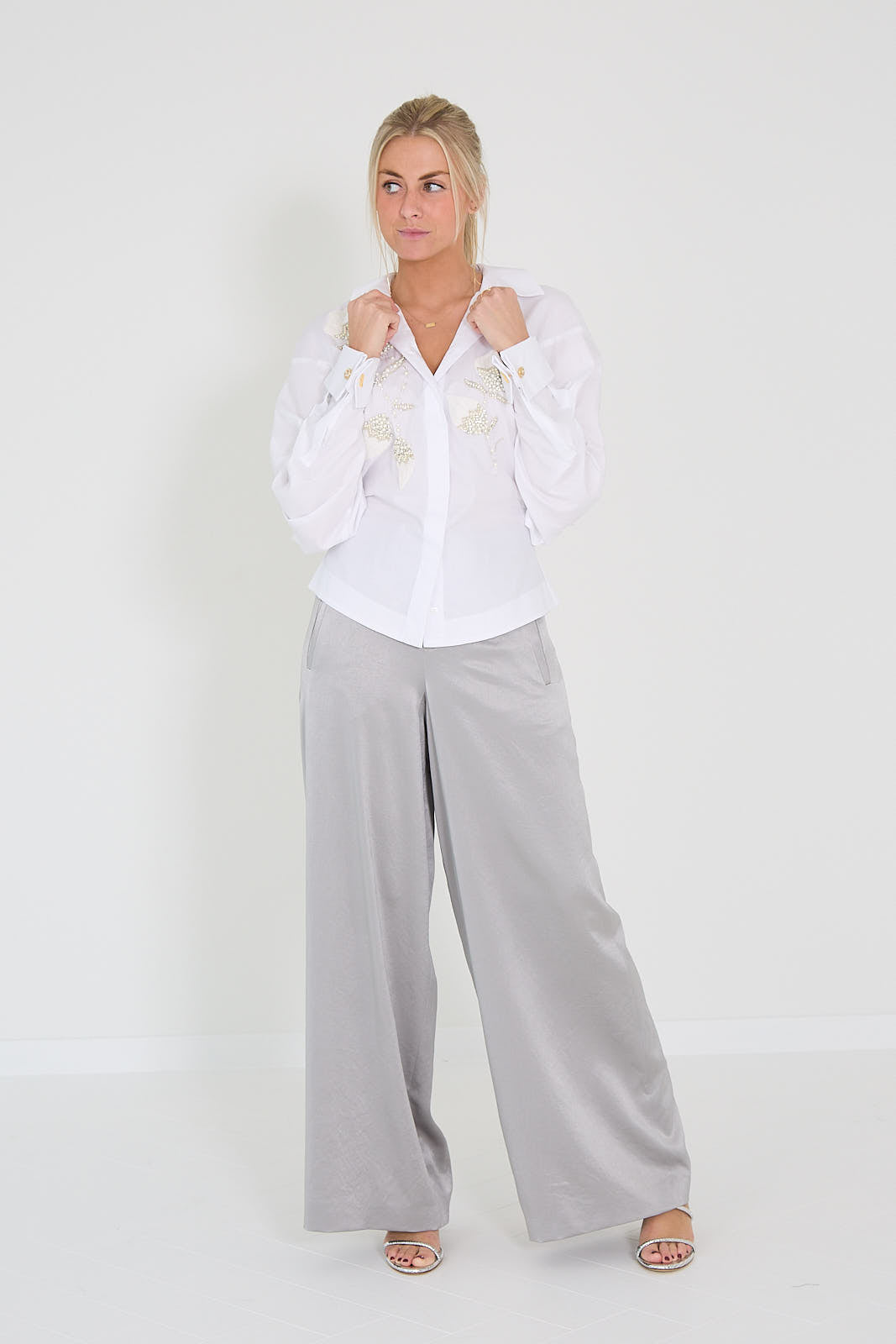 Drykorn broek Broad Brown Zilver