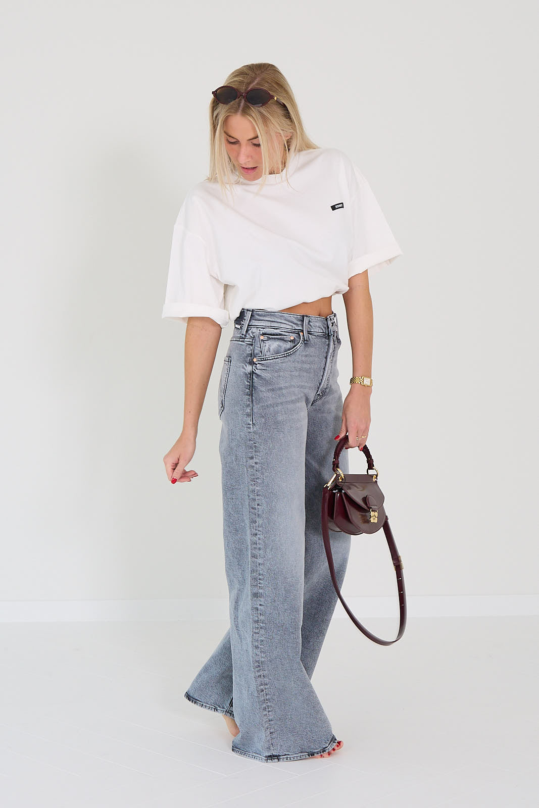 Mother jeans the ditcher grijsblauw