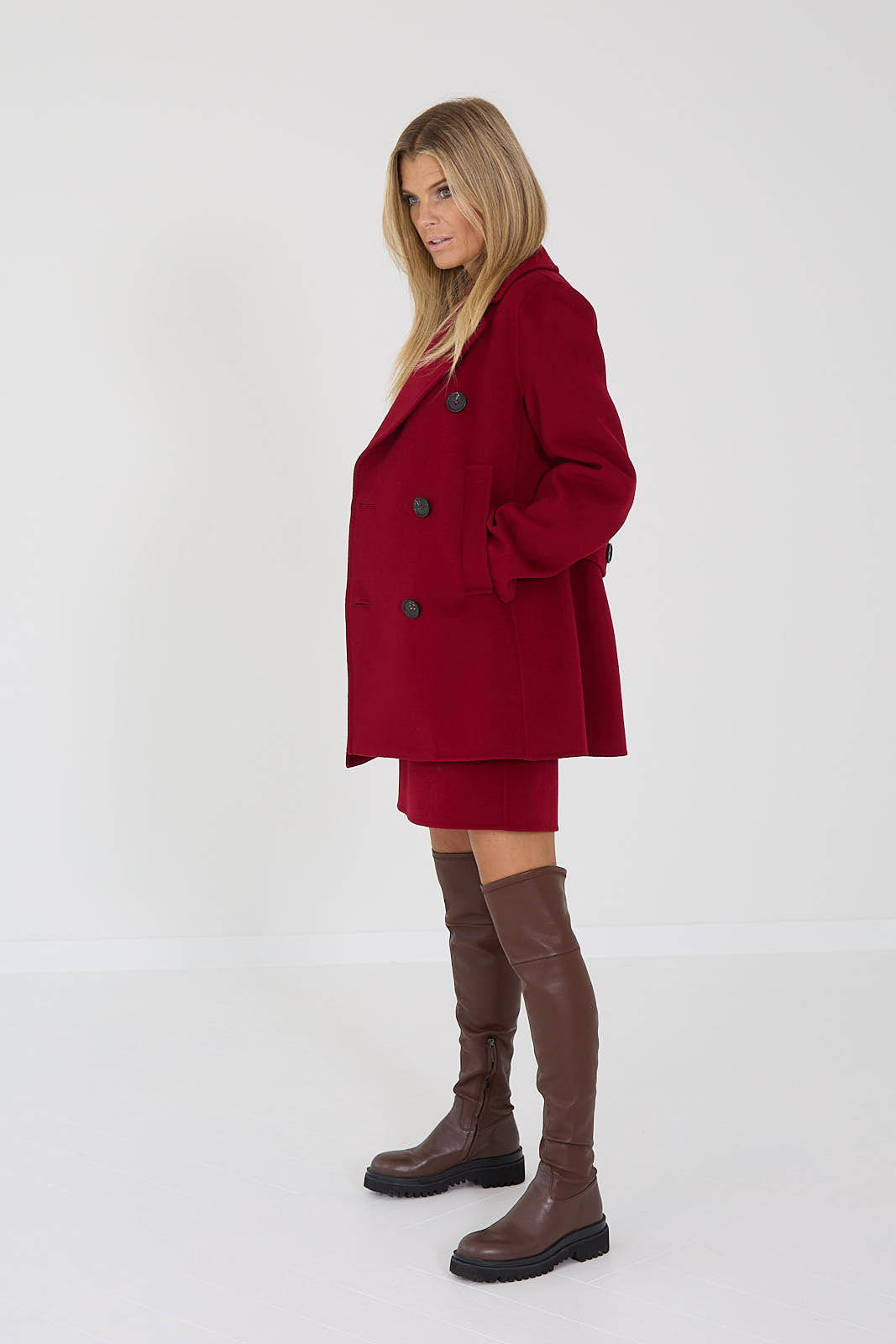 Max Mara mantel caban rouge