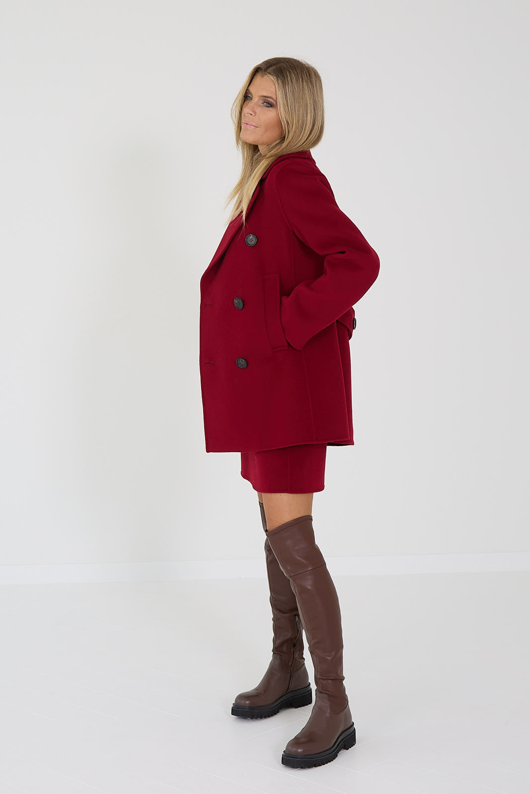 Max Mara mantel caban rouge