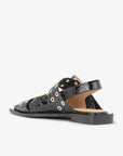 Ganni Black Croco Patent Feminine Buckle Ballerinas