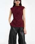 Rotate top Flower Mesh bordeaux