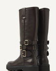 Nubikk laarzen met gesp donkerbruin