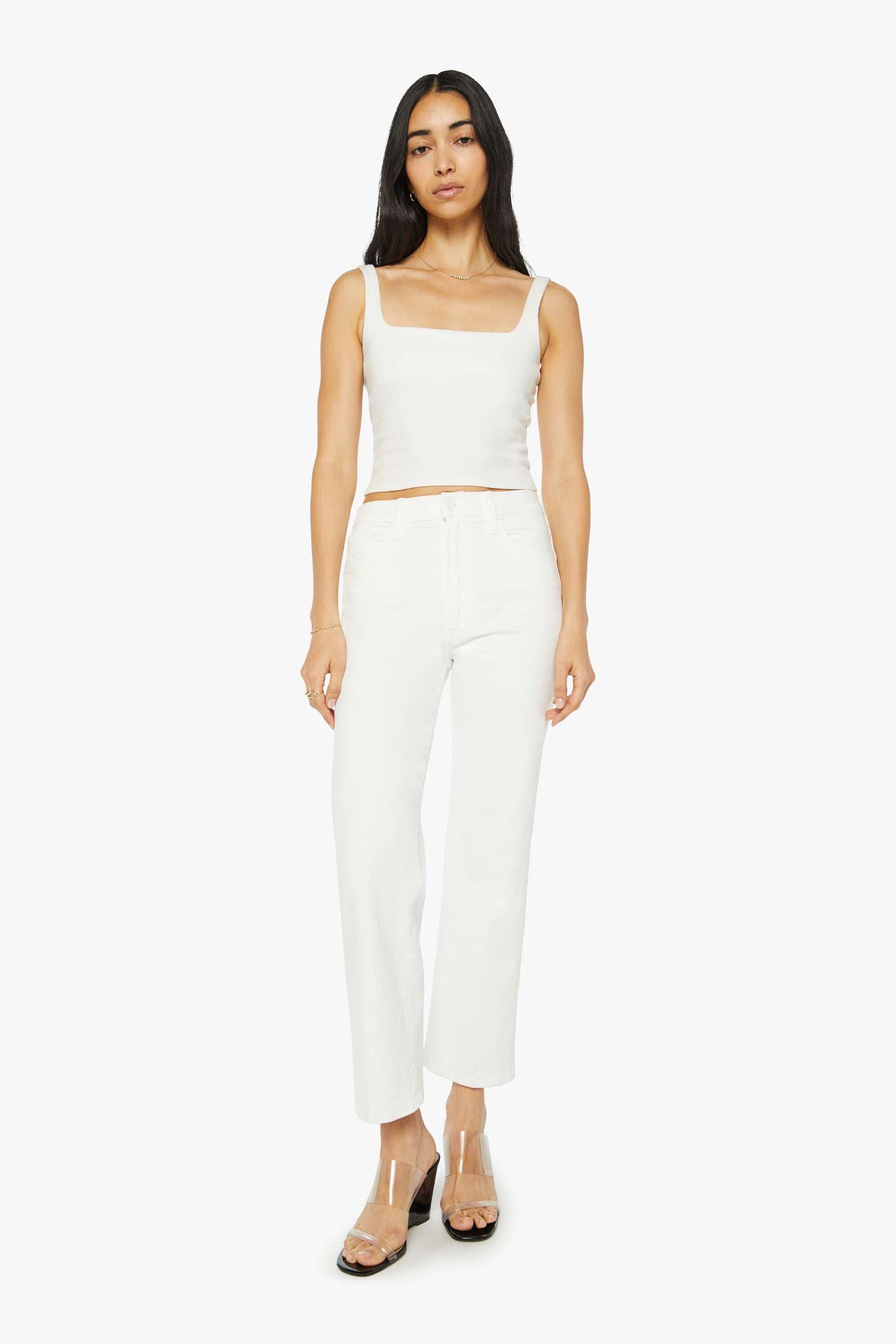 Mother jeans the rambler zip ankle wit