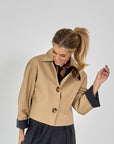 COTTON KORT BLAZER BEIGEFAUX