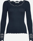 BENITA SILK LS O-NECK LACE TOP