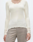 BENITA SILK LS O-NECK LACE TOP