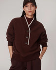 BRENNA BUTTON NECK FLEECE