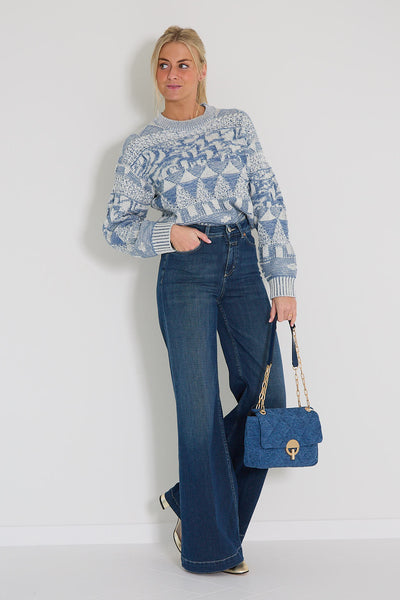 Momoni pull blauw print