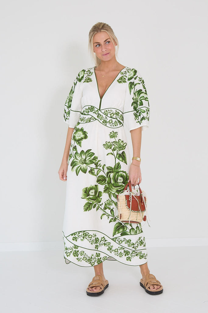 Farm rio jurk groene print