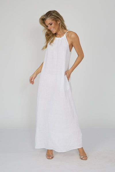120% lino jurk wit