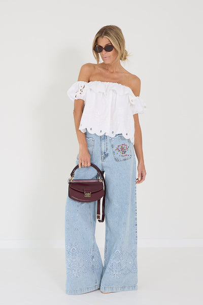 Sage and Ivy Daisy top white
