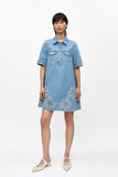 Ganni dress light blue stone