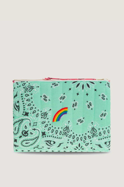Pochette turquoise regenboog