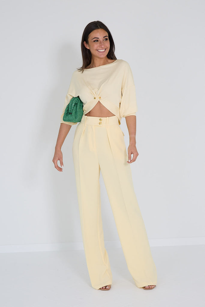 Elisabetta Franchi blouse pastelgeel