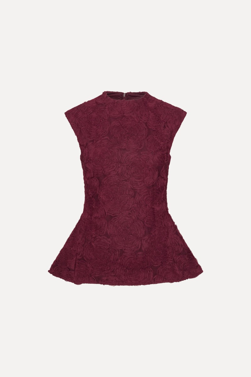 Rotate top Flower Mesh bordeaux