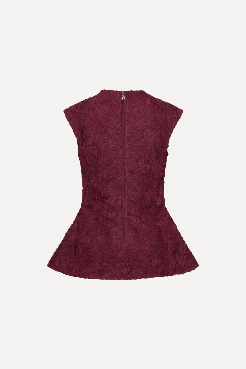 Rotate top Flower Mesh bordeaux