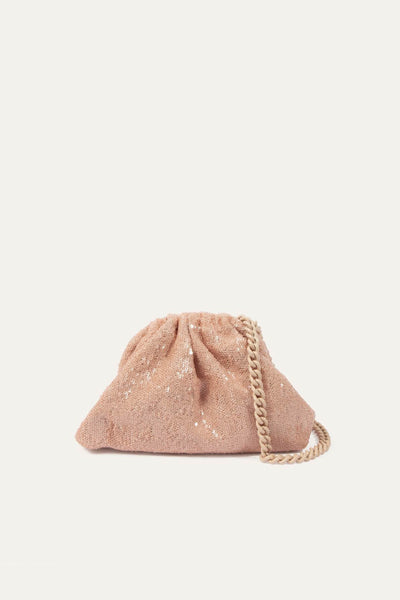 Maria la rosa clutch crochet met pailletten roze