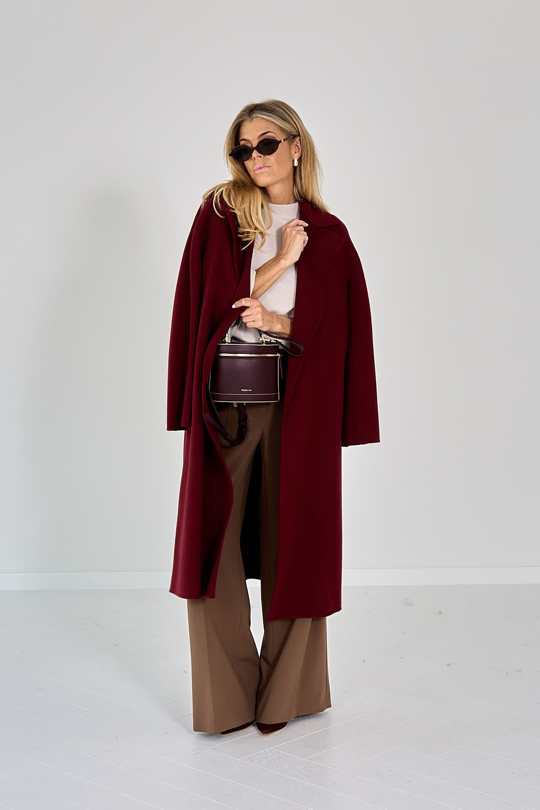 26W-MAX MARA-MANTEL-BORDEAUX DONKER ROOD