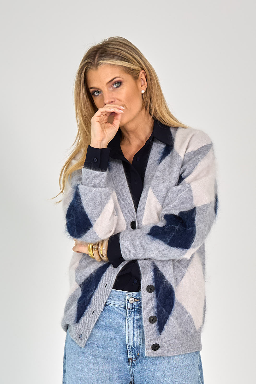 26W-AMOUR-PULL GILET-GRIJS MIDDEN