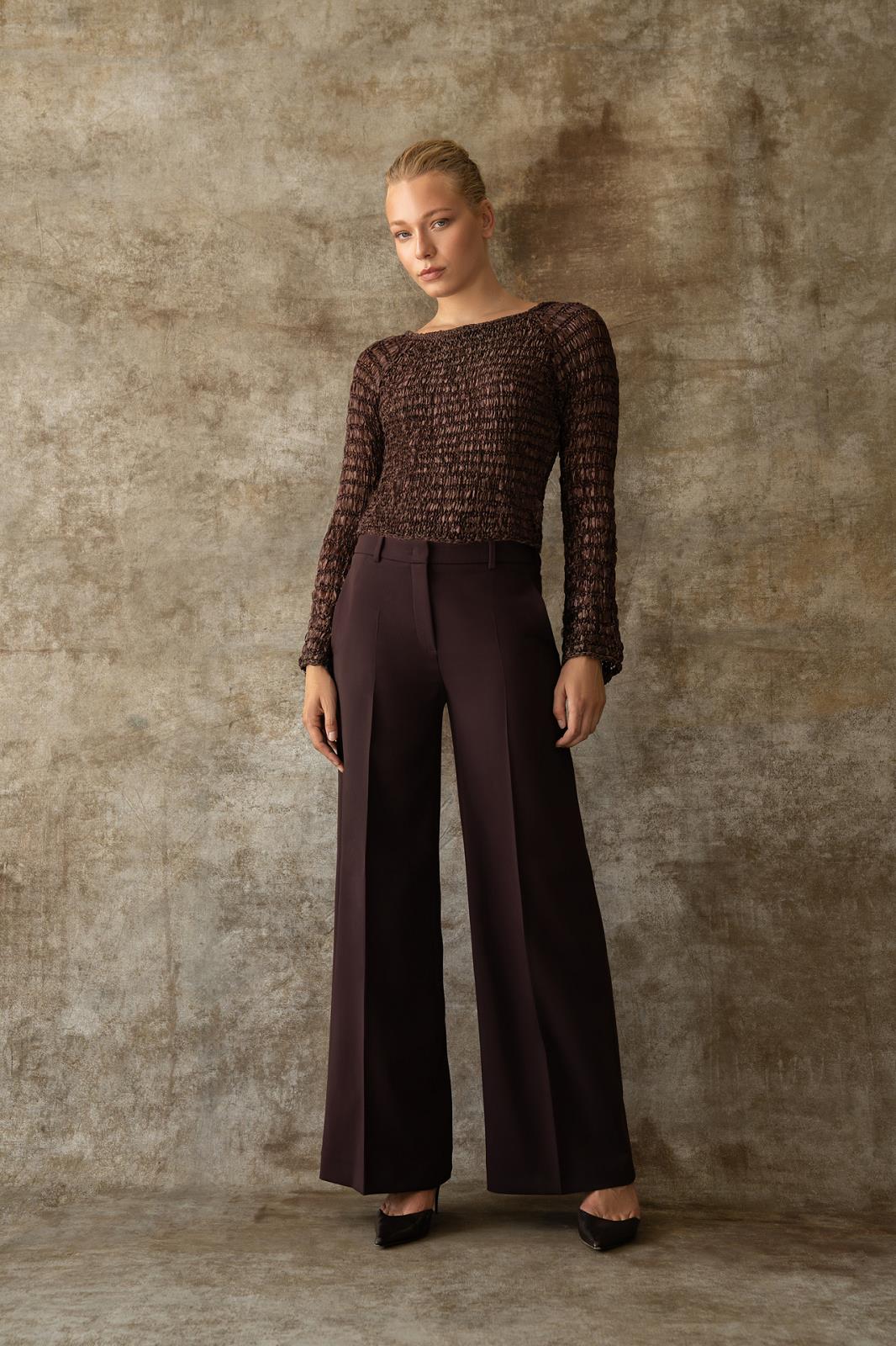 26W-SEDUCTIVE-BROEK-BORDEAUX DONKER ROOD