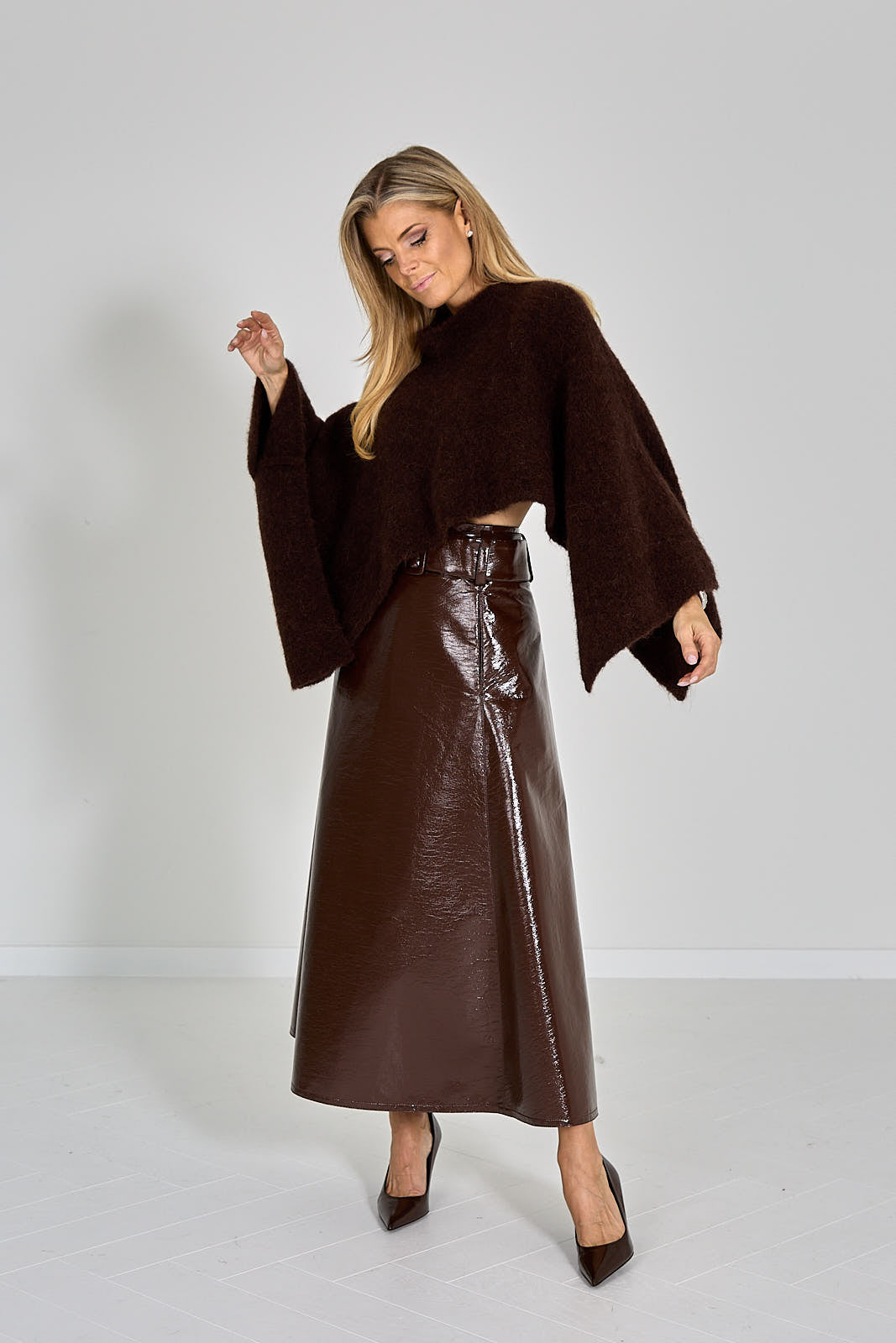 LAKLEDER ROK CEINTUUR FAUX CUIR