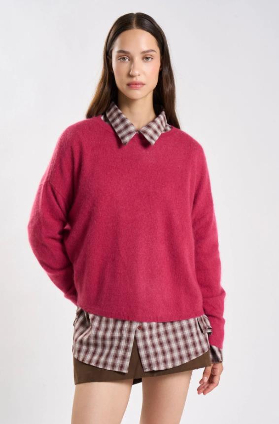 26W-LES TRICOTS  DE LEA-PULL-FUSHIA HEVI