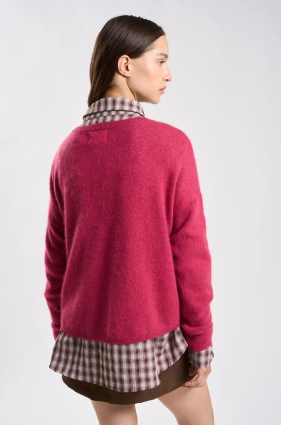 26W-LES TRICOTS  DE LEA-PULL-FUSHIA HEVI