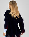 26W-BAZAR DE LUXE-MANTEL-MARINE DONKER