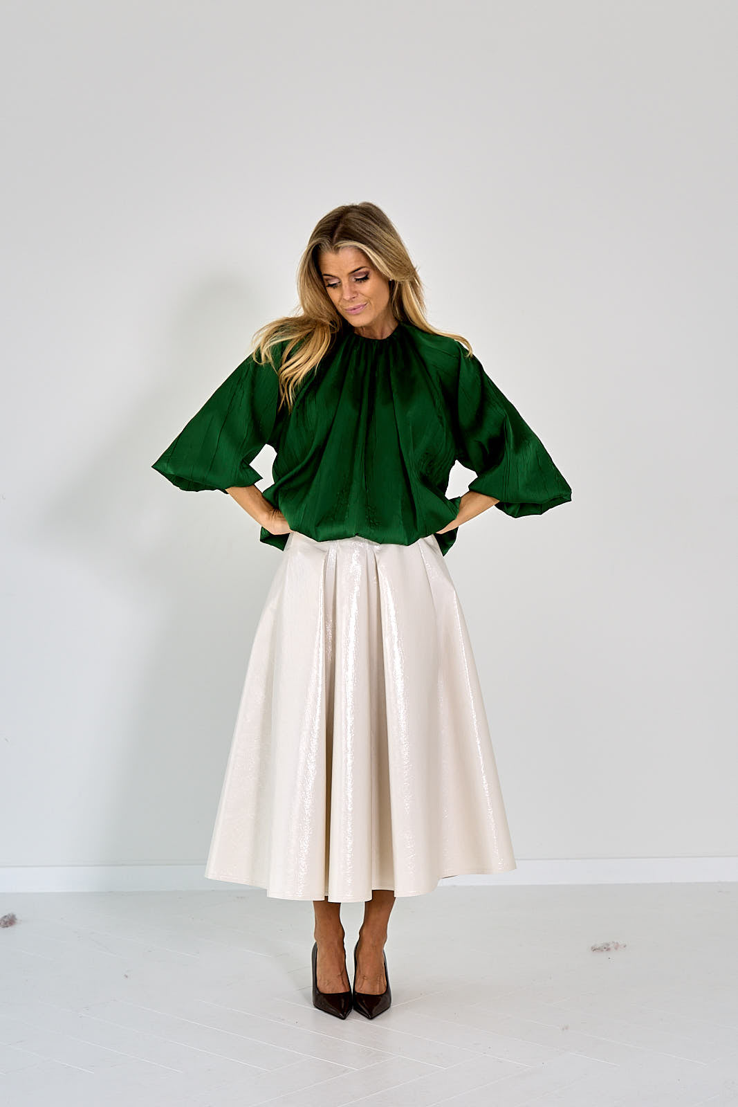 FAUX LAKLEDER ROK EVASE ECRU