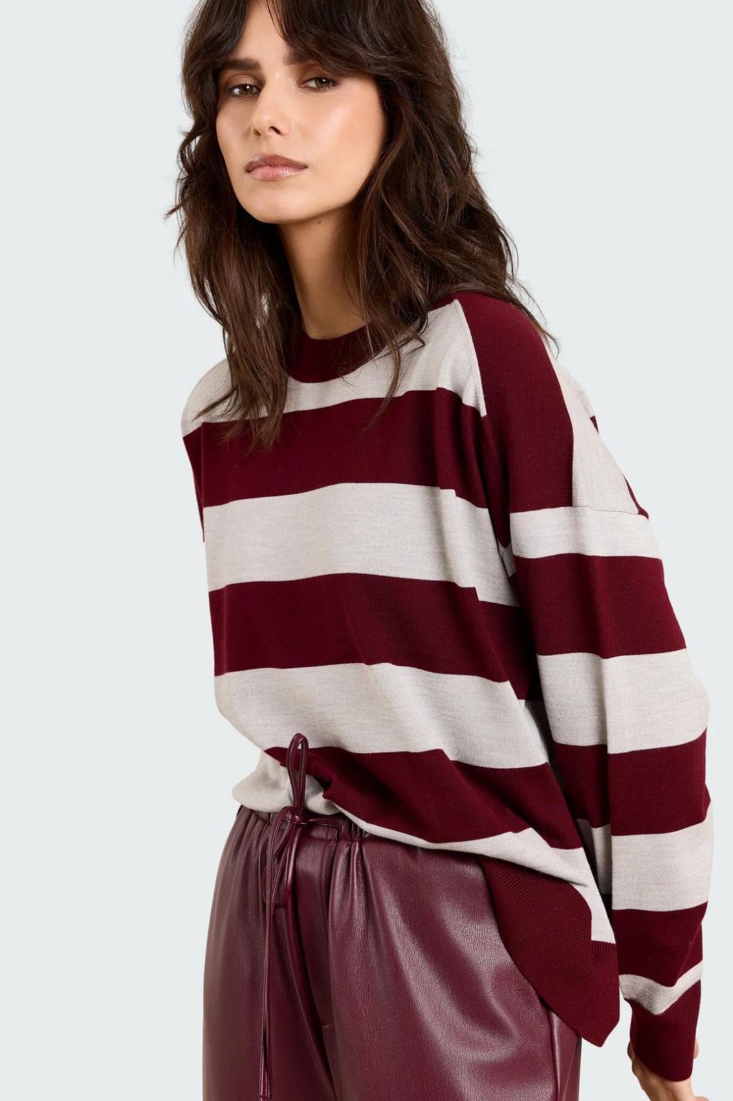 26W-STUDIO  CLIQUE-PULL-BORDEAUX DONKER