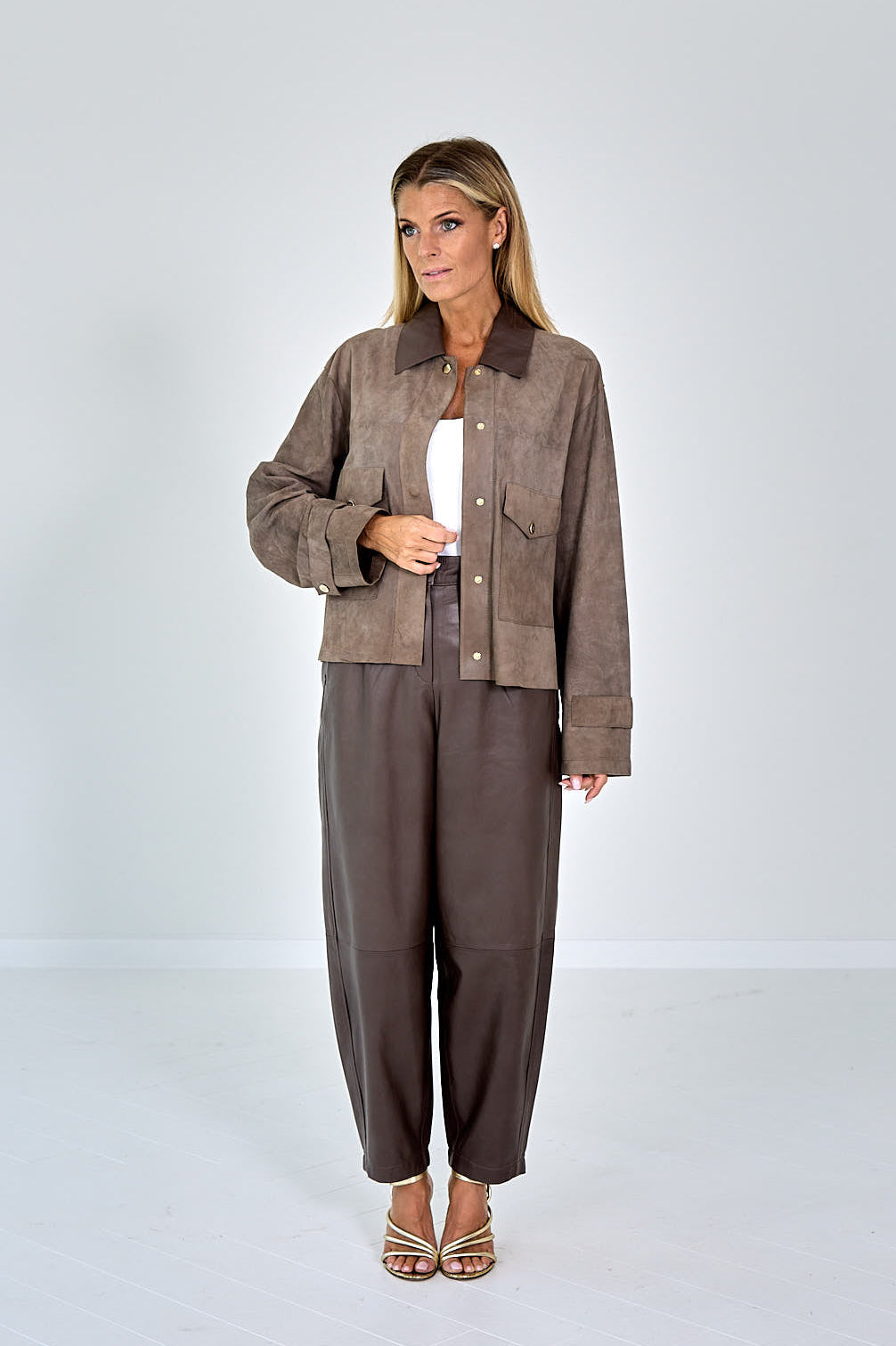 BROEK LEDER BARREL FIT
