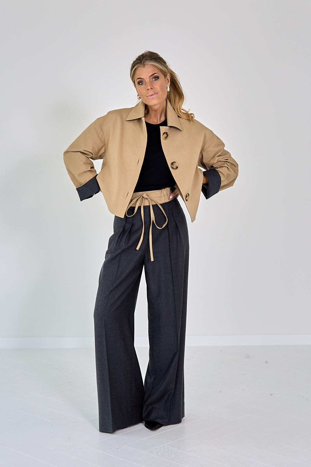 COTTON KORT BLAZER BEIGEFAUX