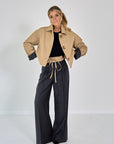 COTTON KORT BLAZER BEIGEFAUX