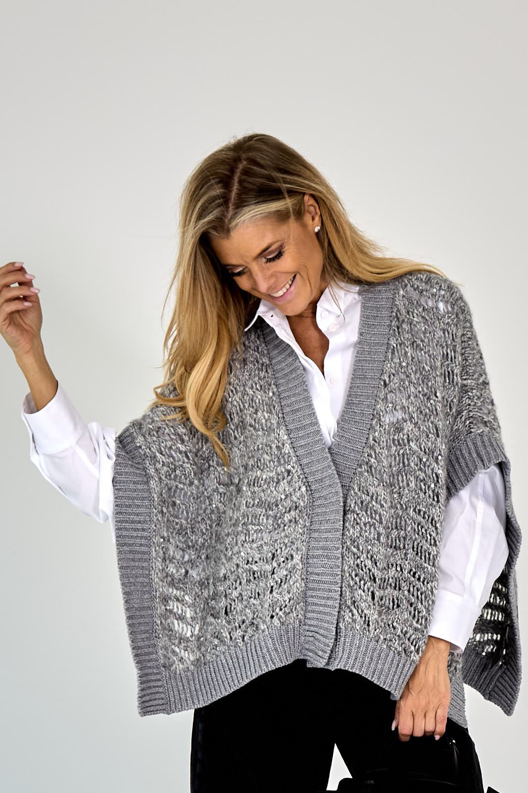 26W-PESERICO-PULL GILET-GRIJS MIDDEN