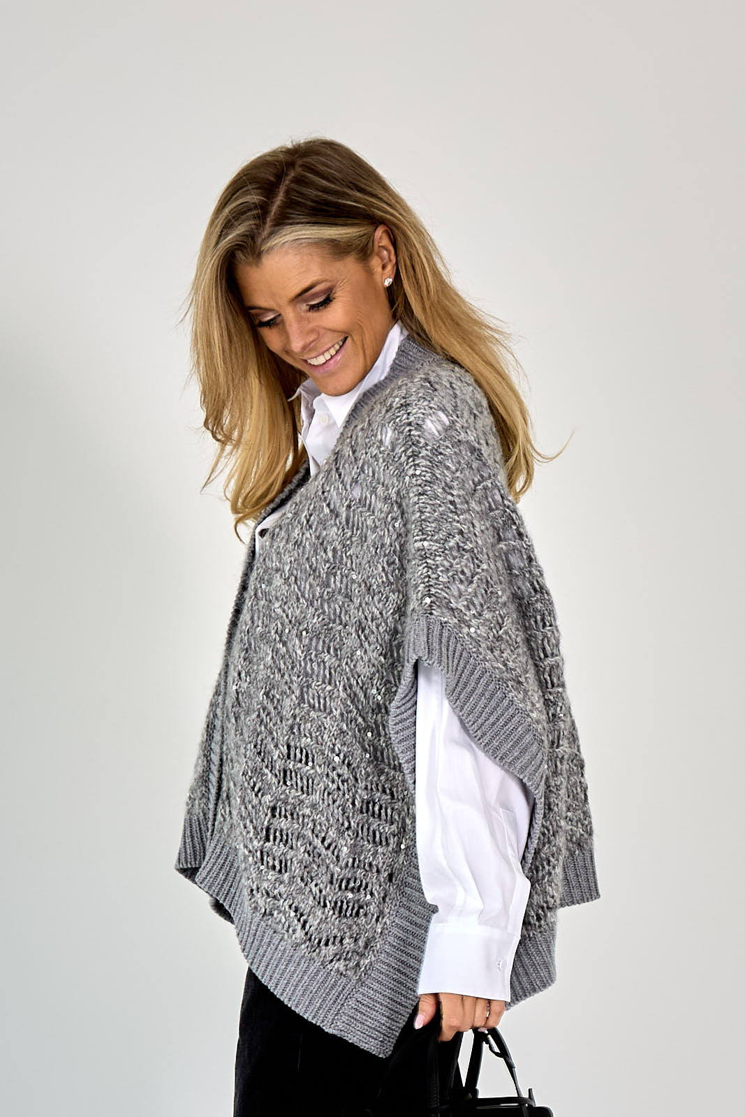 26W-PESERICO-PULL GILET-GRIJS MIDDEN