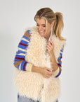 RIANI PLUCHE GILET ECRU ZM