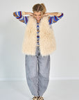 RIANI PLUCHE GILET ECRU ZM