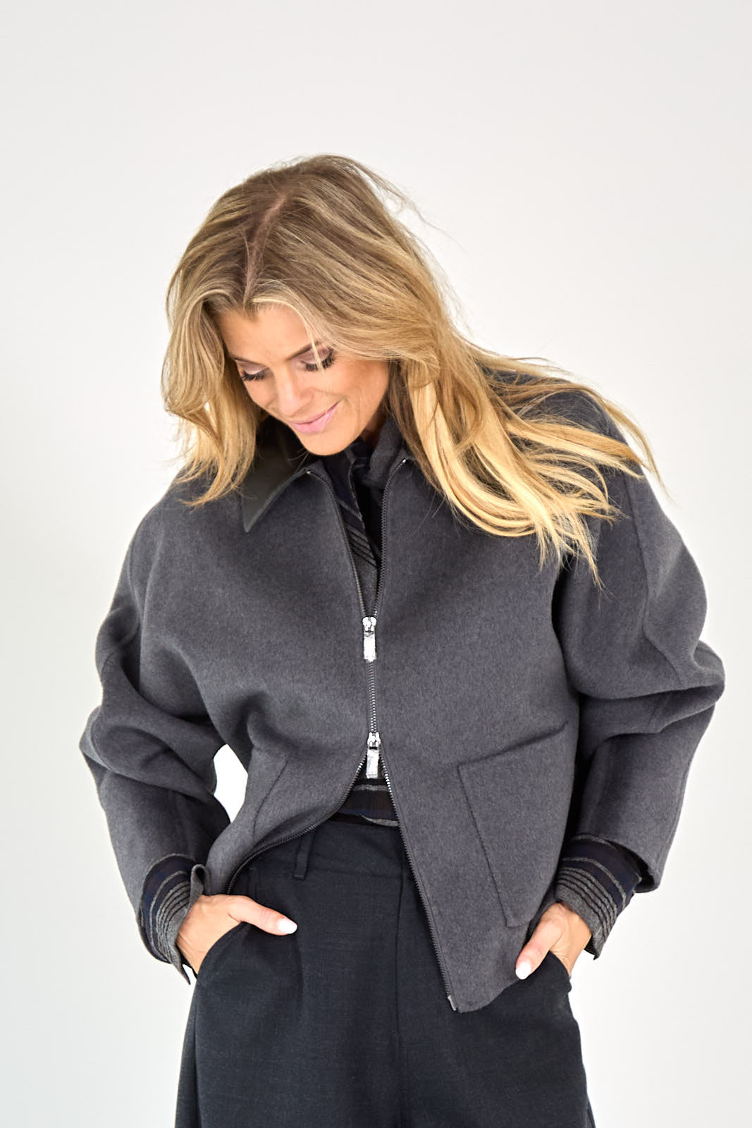 JACKET W W CONTRAST COLLAR