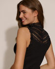 BENITA SILK SL TURTLENECK LACE TOP
