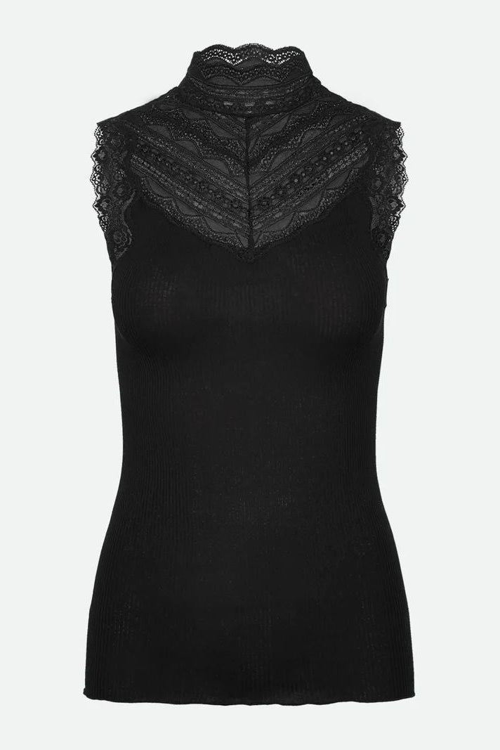 BENITA SILK SL TURTLENECK LACE TOP