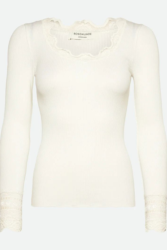 BENITA SILK LS O-NECK LACE TOP