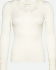 BENITA SILK LS O-NECK LACE TOP