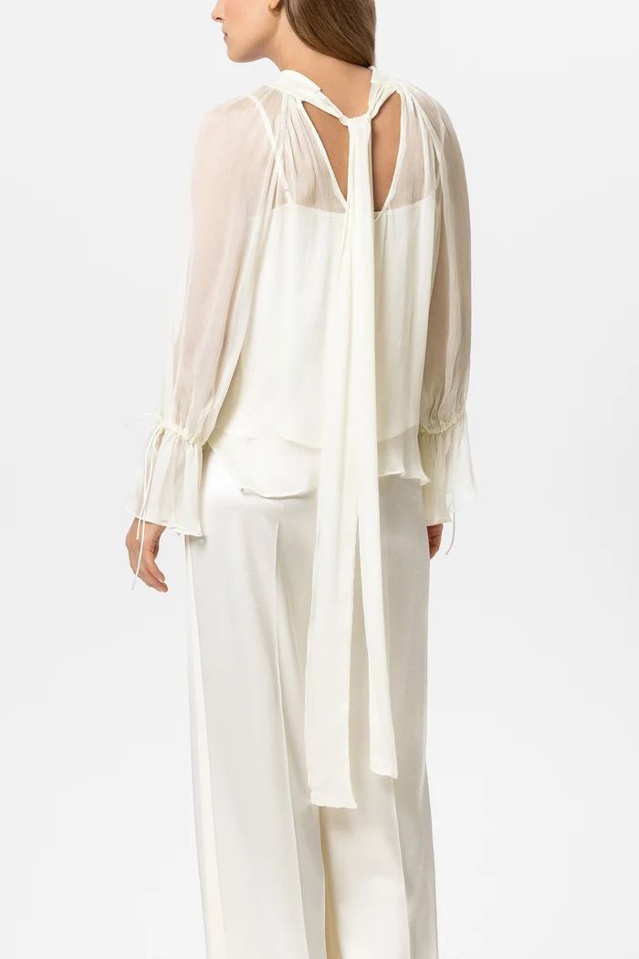27Z-LUISA CERANO C-BLOUSE ZIJDE VOILE MET STRIK