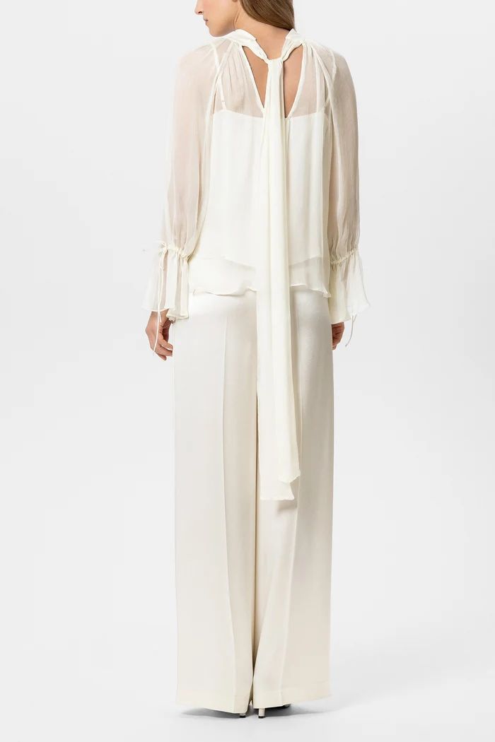 27Z-LUISA CERANO C- BROEK WIDE LEG ZIJDE ECRU