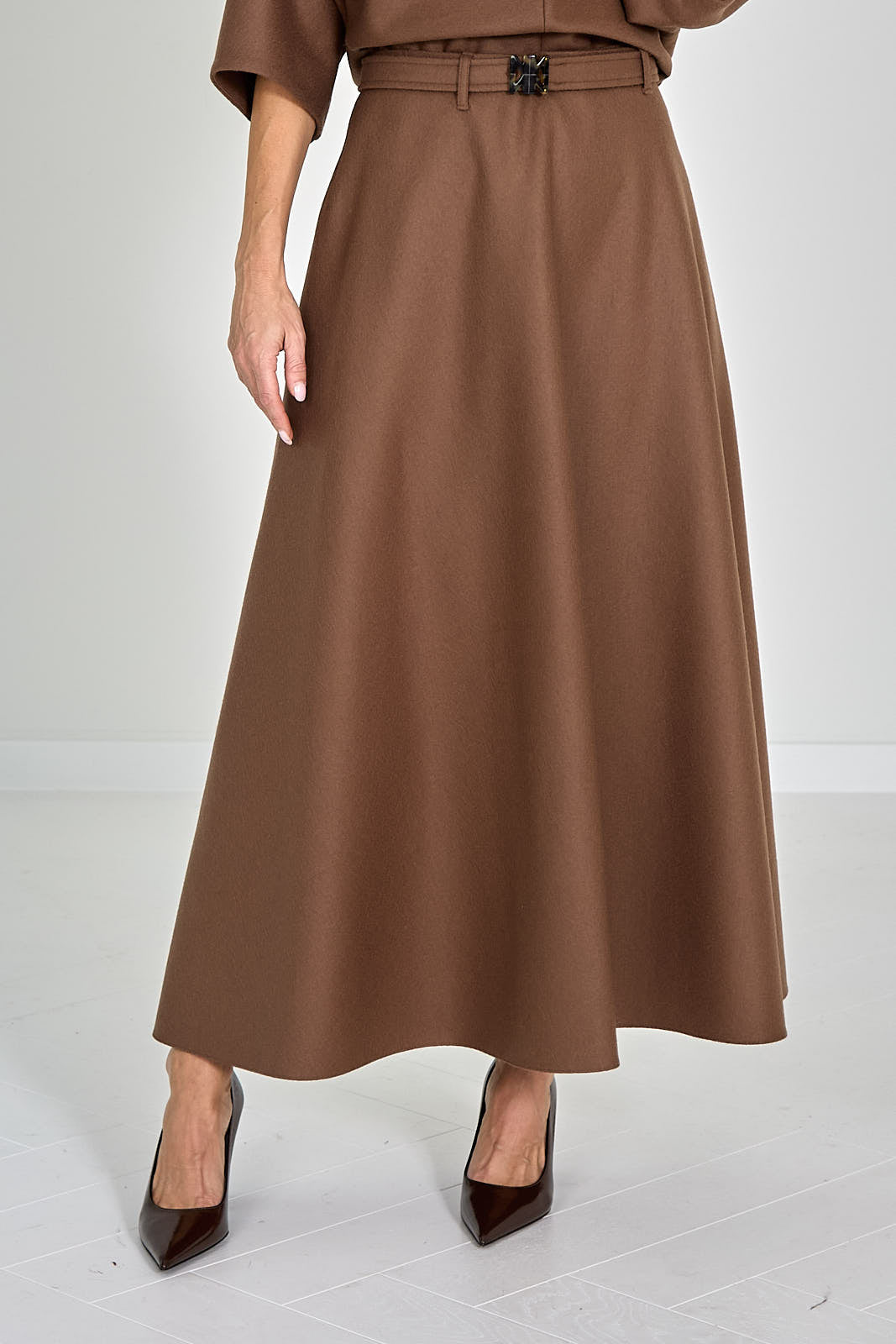 ROK MET CEINTUUR JERSEY DE LAINE