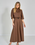 ROK MET CEINTUUR JERSEY DE LAINE